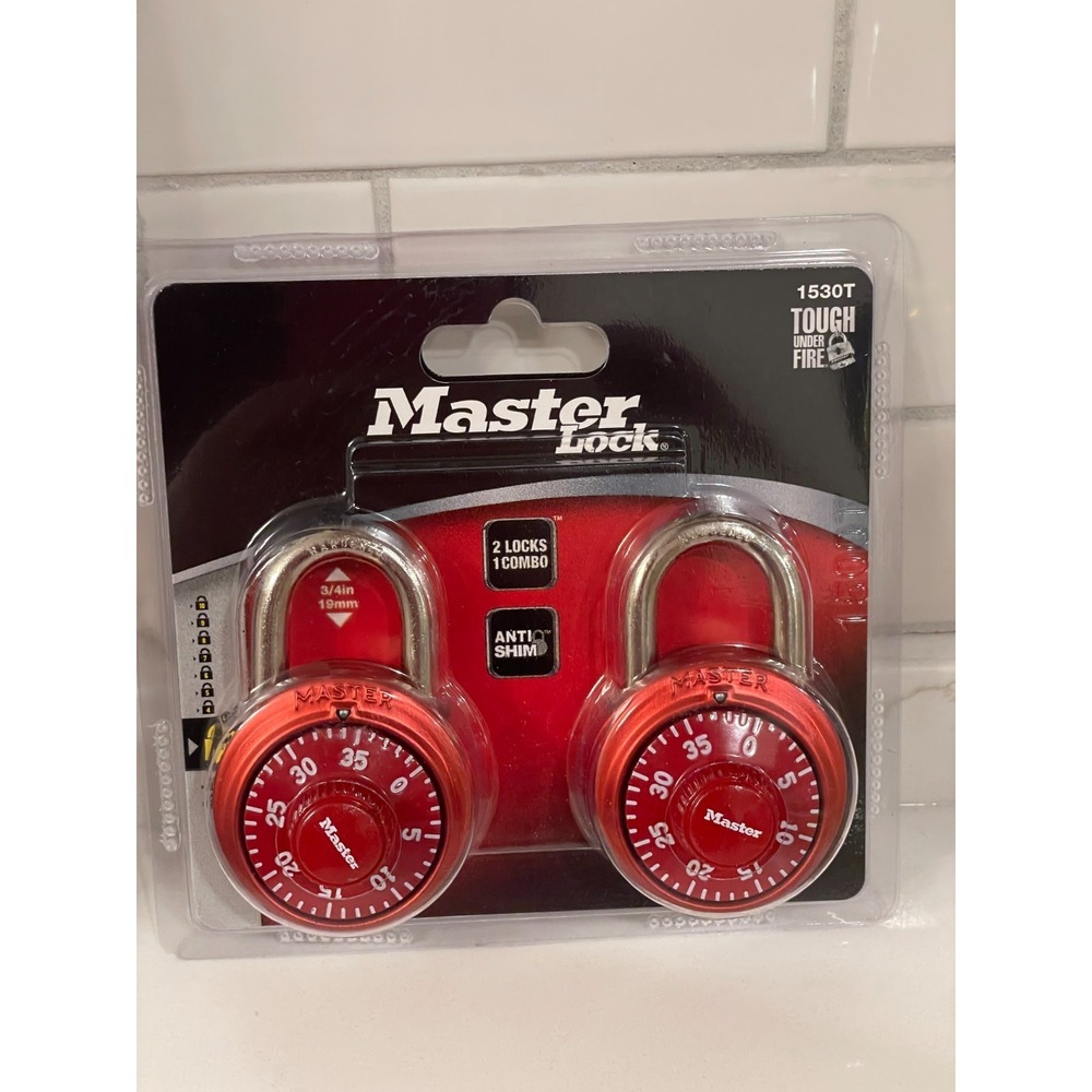 Master‎ Lock 1530T Combination Padlock Red 2 Locks/1 Combo AntiShim New Sealed